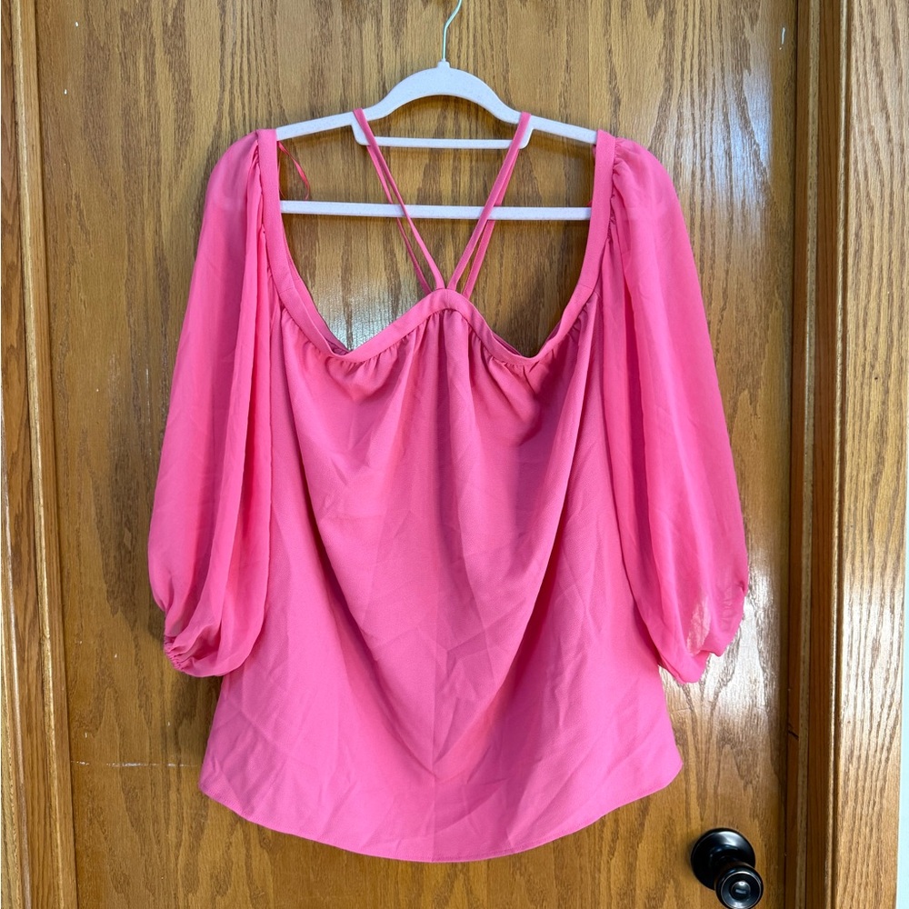 1. State Pink Blouse with Strappy Back